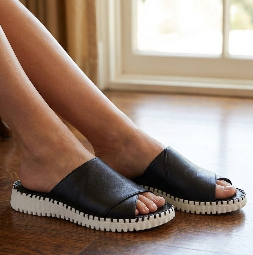 Eric Michael Gloria | Women's Leather Slide Sandal – Eric Michael
