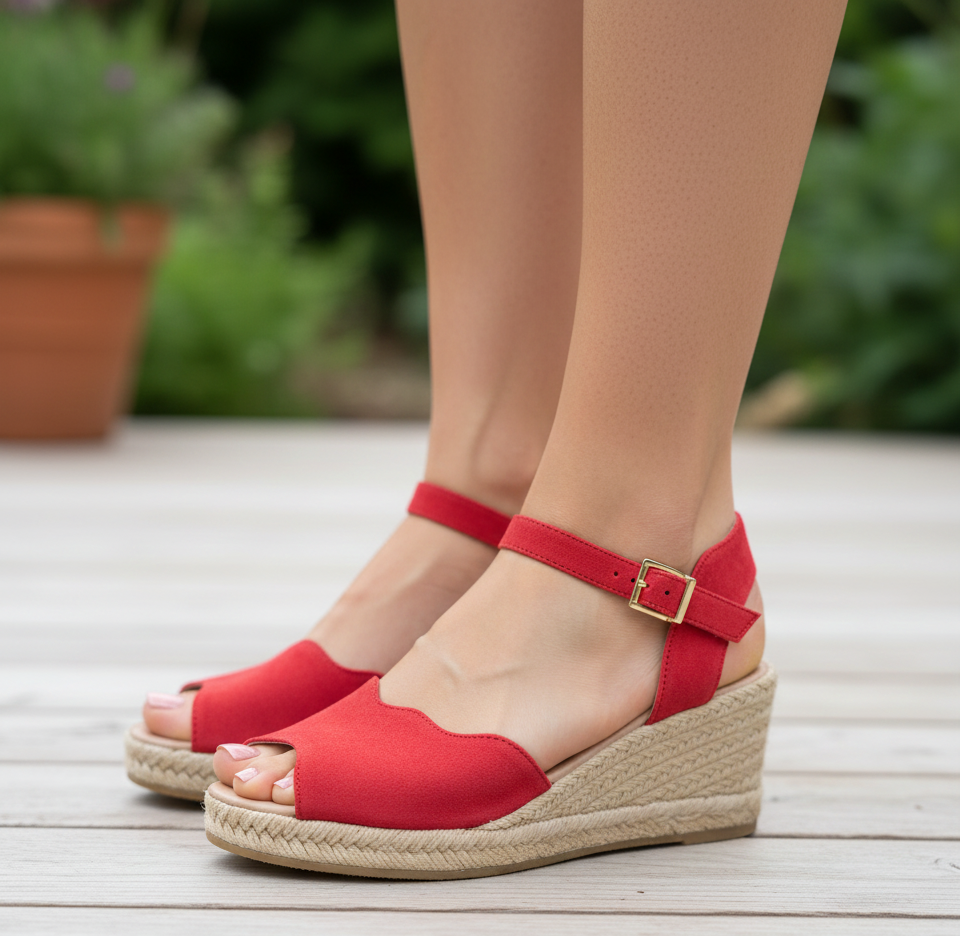 Eric Michael Women's Lupa Wedge Sandal - Suede Leather Adjustable Buckle
