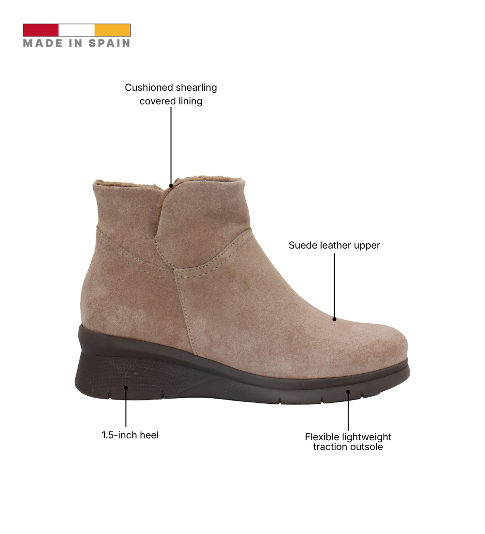 Eric Michael Juno Shearling Suede Wedge Bootie