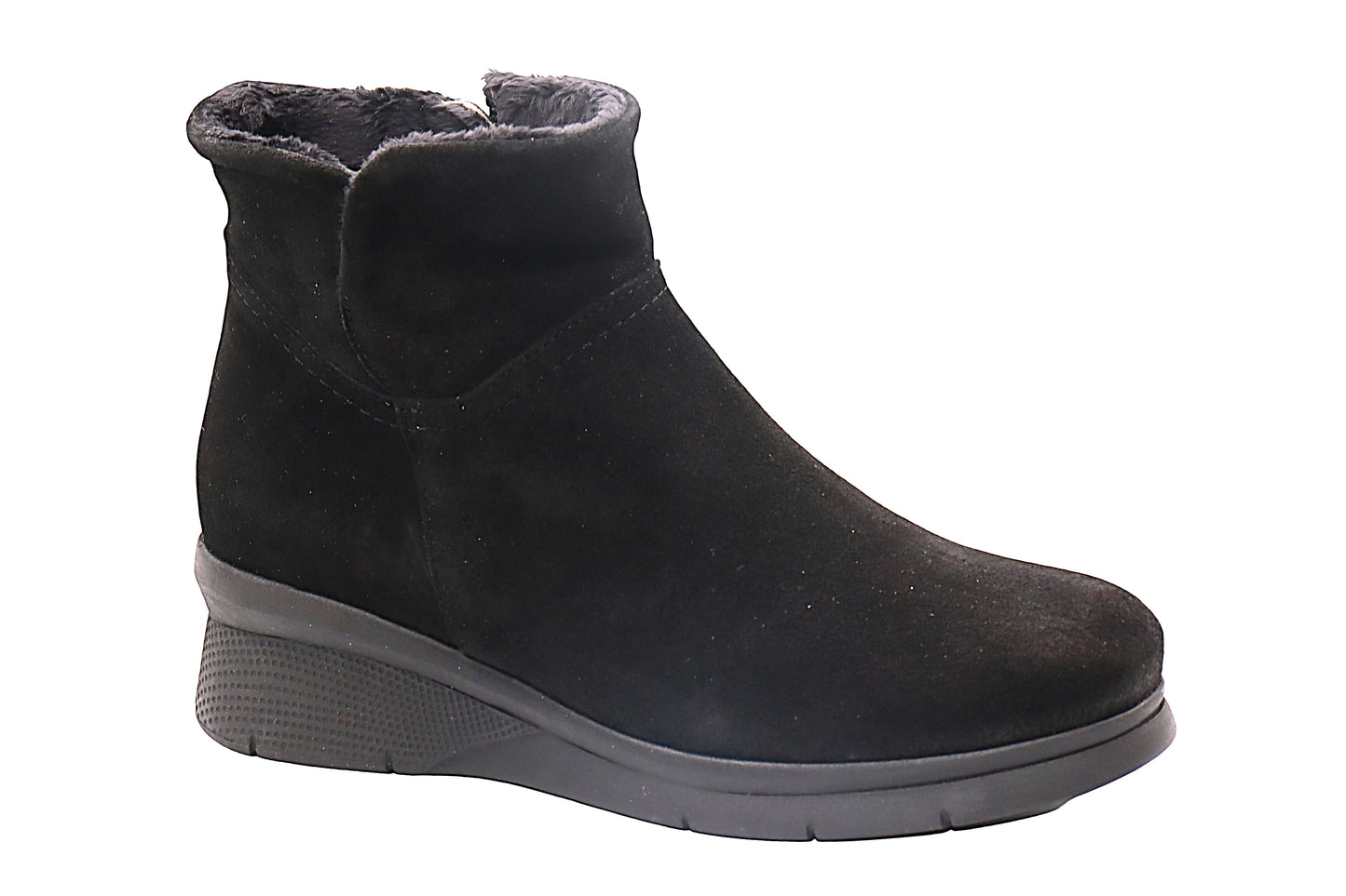 Eric Michael Juno Shearling Suede Wedge Bootie