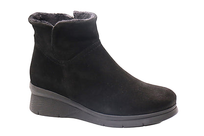 Eric Michael Juno Shearling Suede Wedge Bootie