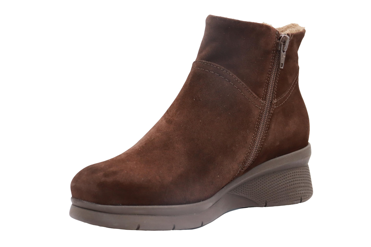 Eric Michael Juno Shearling Suede Wedge Bootie