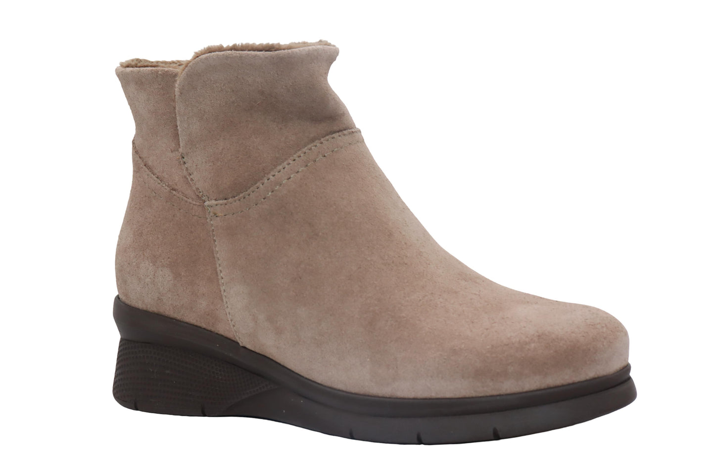 Eric Michael Juno Shearling Suede Wedge Bootie