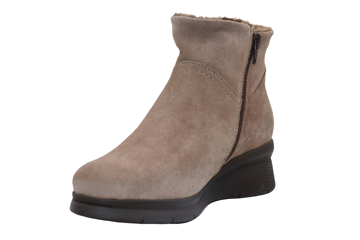 Eric Michael Juno Shearling Suede Wedge Bootie