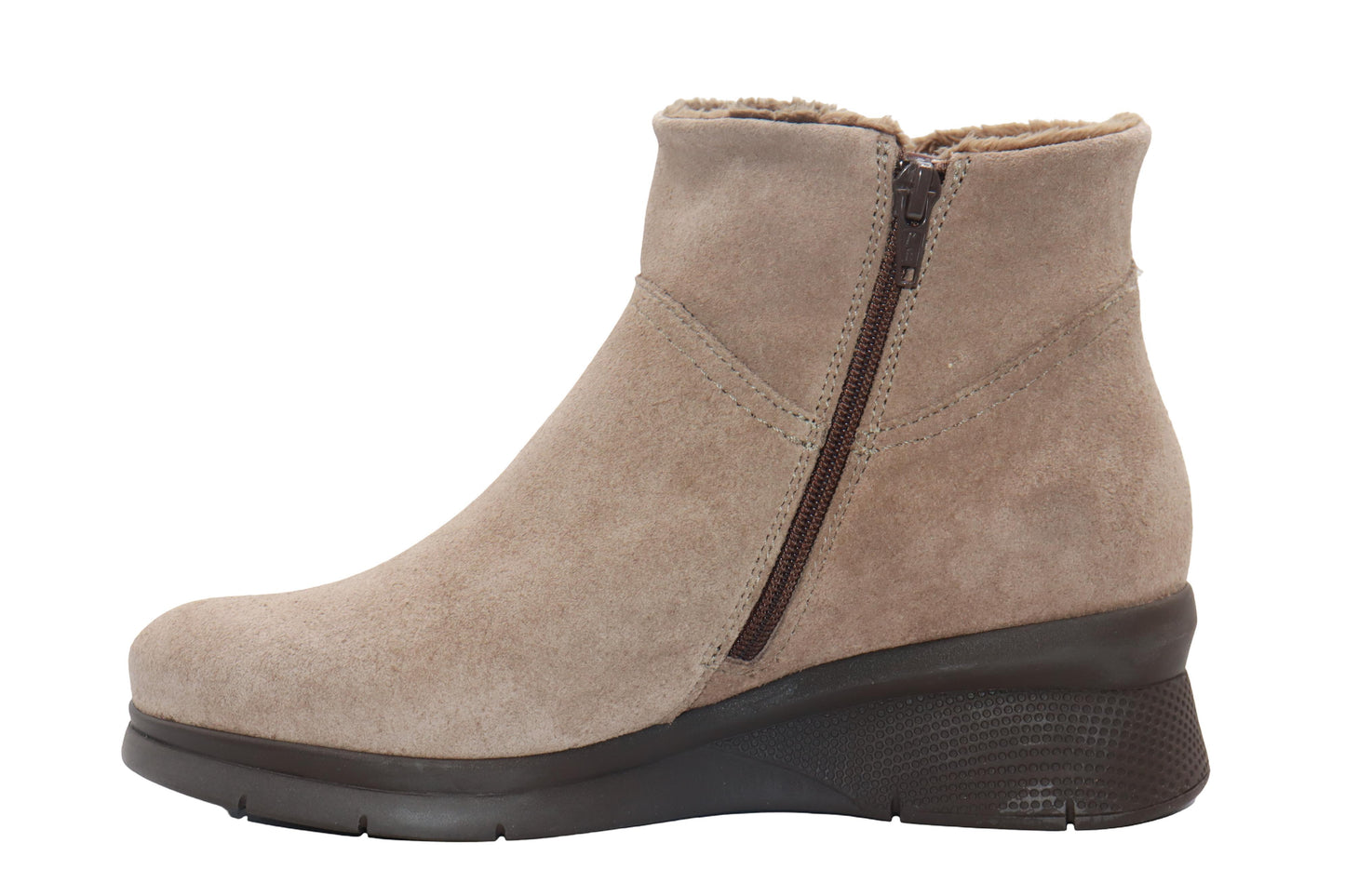 Eric Michael Juno Shearling Suede Wedge Bootie