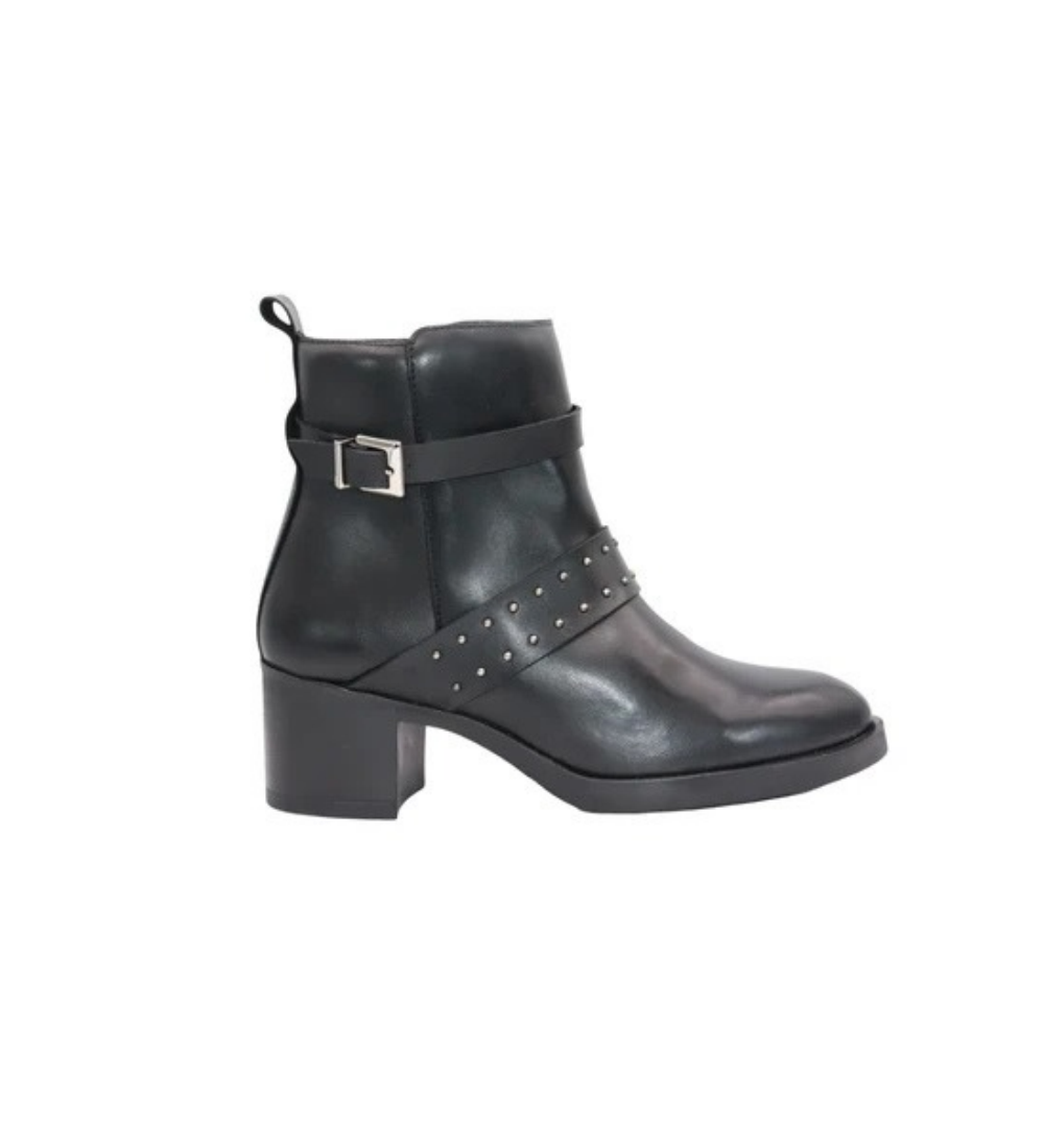 Eric Michael Karina Studded Leather Block Heel Ankle Boot