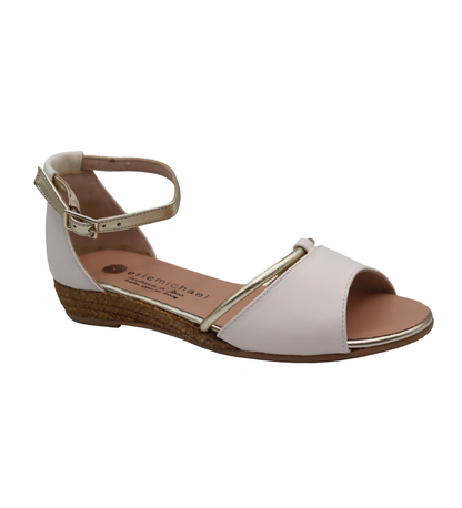 Eric Michael Deb Leather Metallic Espadrille Low Wedge Sandal